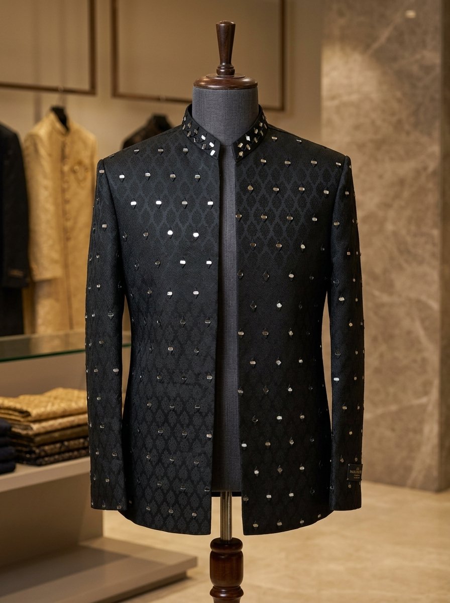 Black Mirror Embroidered Open Prince coat